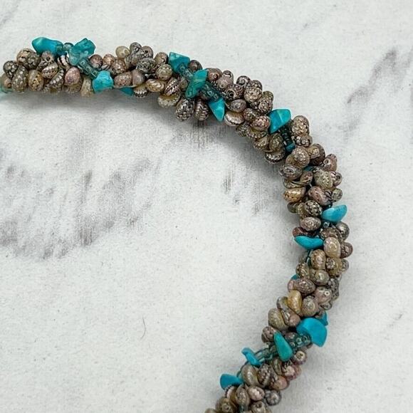 Faux Turquoise Chunky Beaded Tassel Pendant Toggle Necklace - Picture 5 of 9